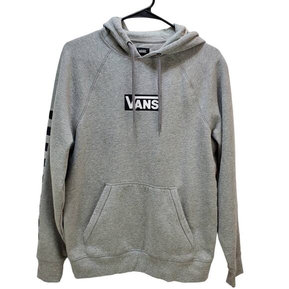 Vans Hoodie Sweatshirt Mens Small Pullover Versa Gray Black Checkerboard Skate - Picture 1 of 12